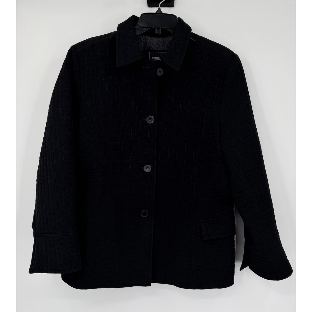 Outbrook Womens Black Quilted Polar Fleece Lined Barn Jacket Size L 12 14